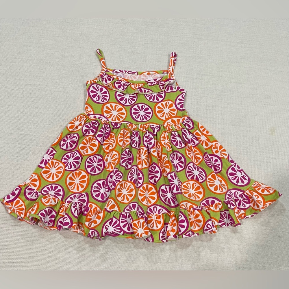 Kelly's Kids vibrant citrus-themed spaghetti strap Twirl dress Size 3-4y NWOT